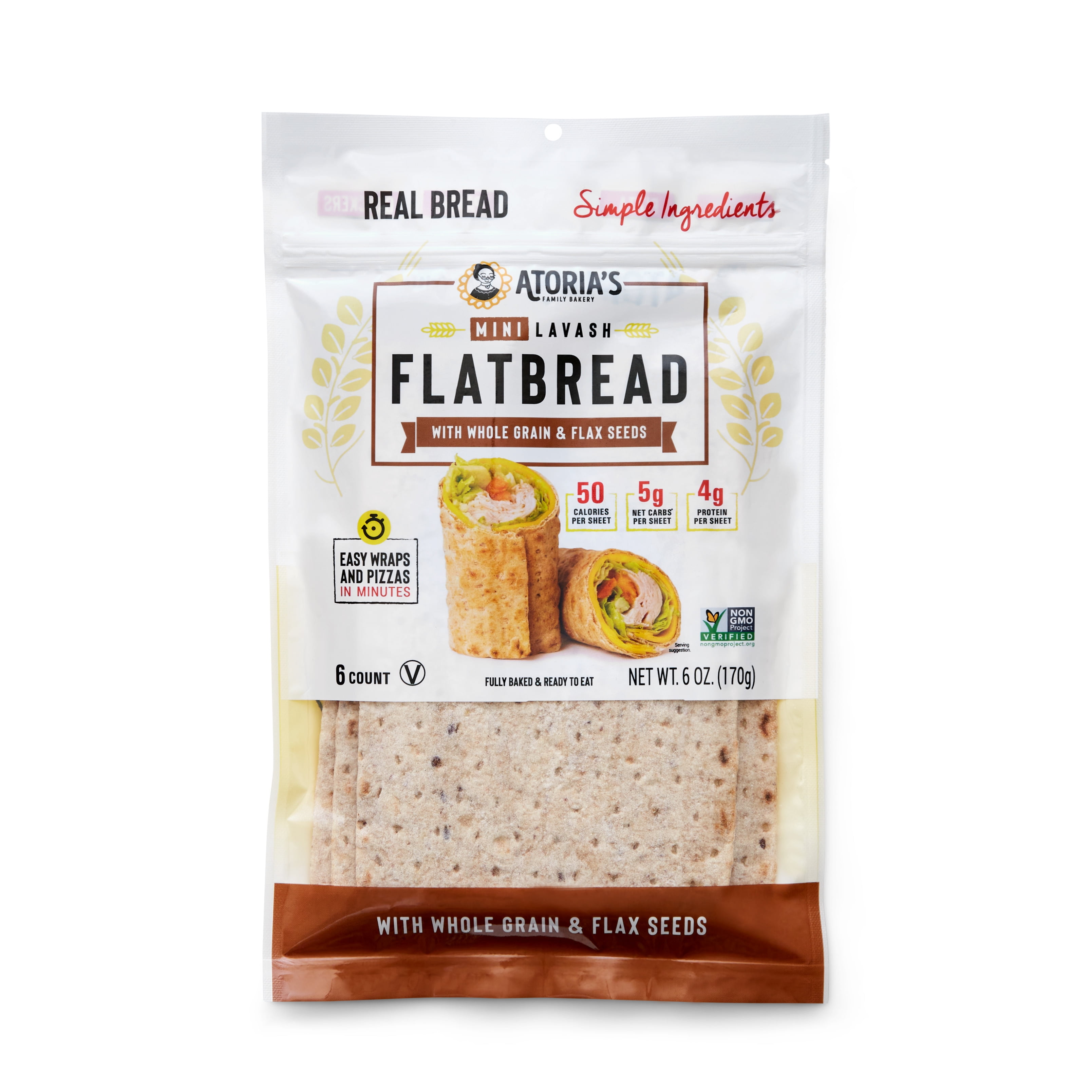 Atoria's Family Bakery Mini Lavash with Whole Grain & Flax Flatbread 4