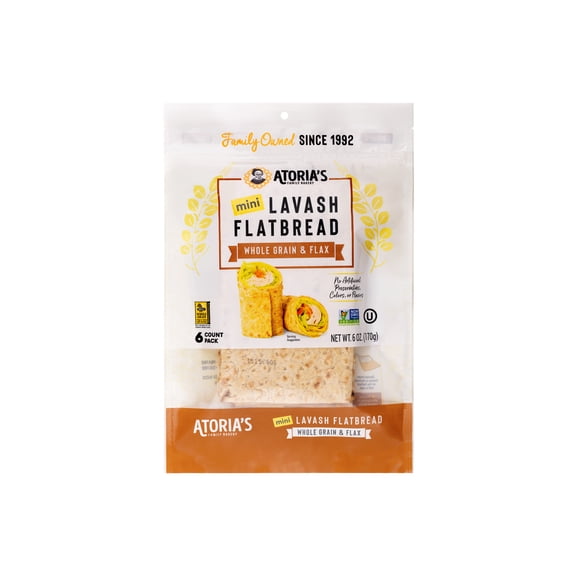 Atoria's Family Bakery Mini Lavash with Whole Grain & Flax Flatbread 8-Packs of 6 Flatbread (48 Flatbread)