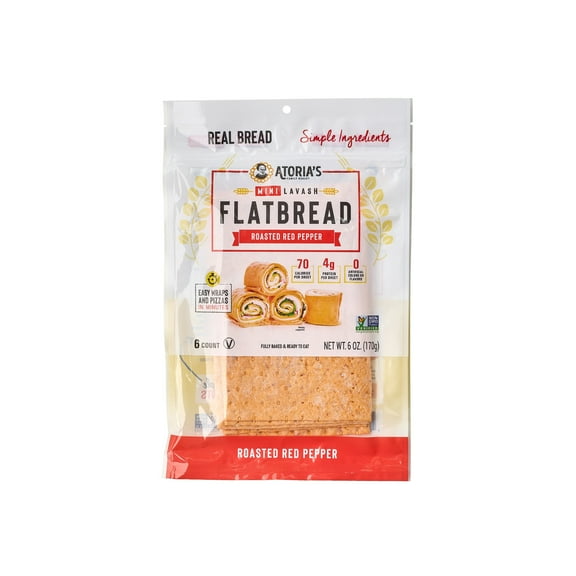 Atoria's Family Bakery NEW Roasted Red Pepper Mini Lavash Flatbread 8-Packs of 6 Flatbread (48 Flatbread)