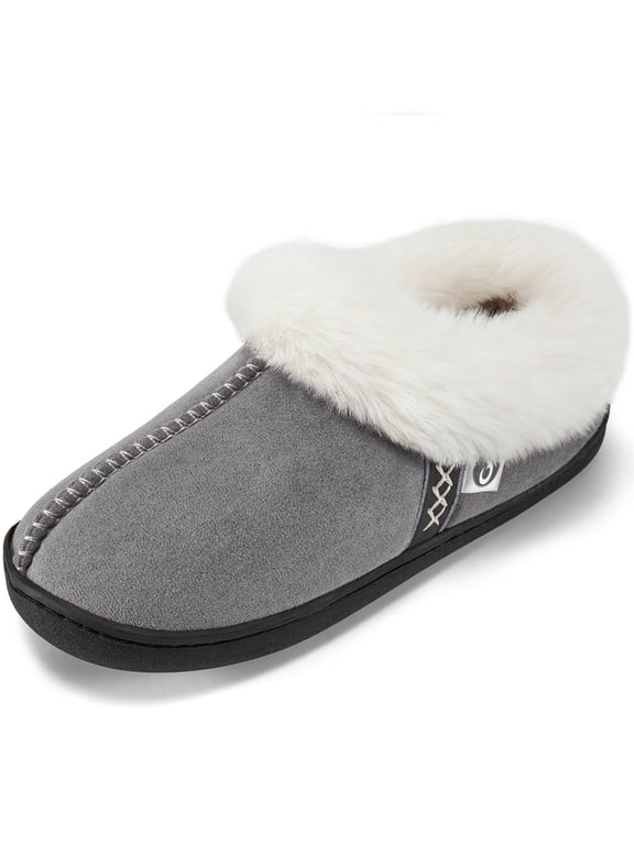 Slippers for Women Comfortable Memory Foam Soft Fleece Lining Closed Back House Shoes Indoor/Outdoor