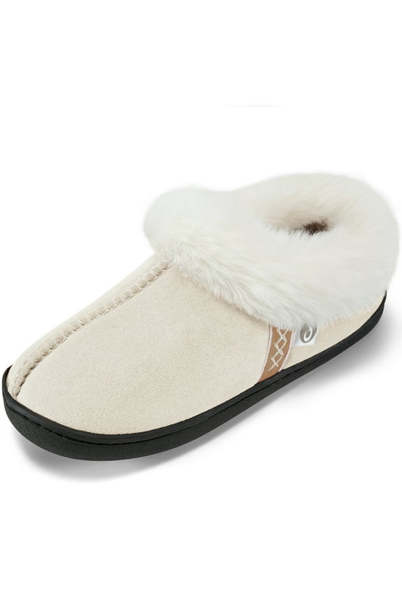 Slippers for Women Comfortable Memory Foam Soft Fleece Lining Closed Back House Shoes Indoor/Outdoor