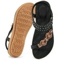 thumbnail image 1 of Atoshopce Summer Womens Flat Sandals Bohemian Beach Thong Sandals Black 7.5, 1 of 7