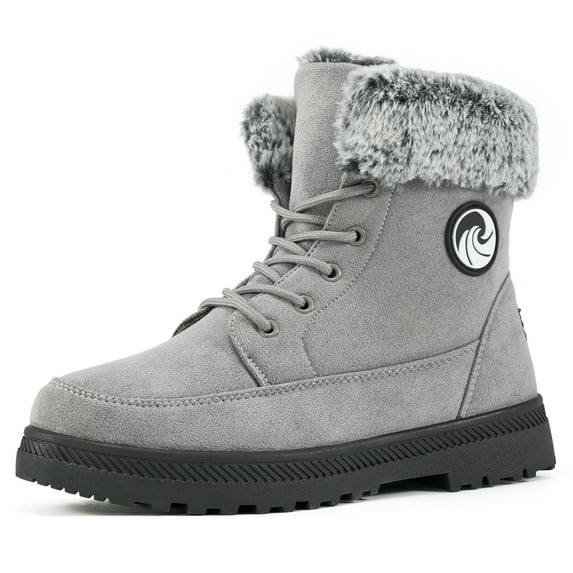 Atoshopce Winter Snow Boots for Women Lace Up Flat Outdoor Anti-Slip Ankle Boots