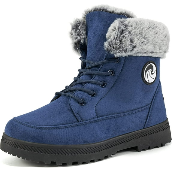 Atoshopce Winter Snow Boots for Women Lace Up Flat Outdoor Anti-Slip Ankle Boots