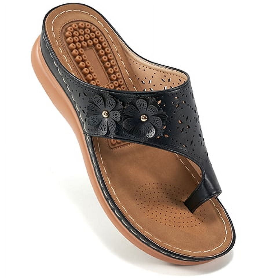 Women Flip Flop with Massage Arch Support Wedges Sandals