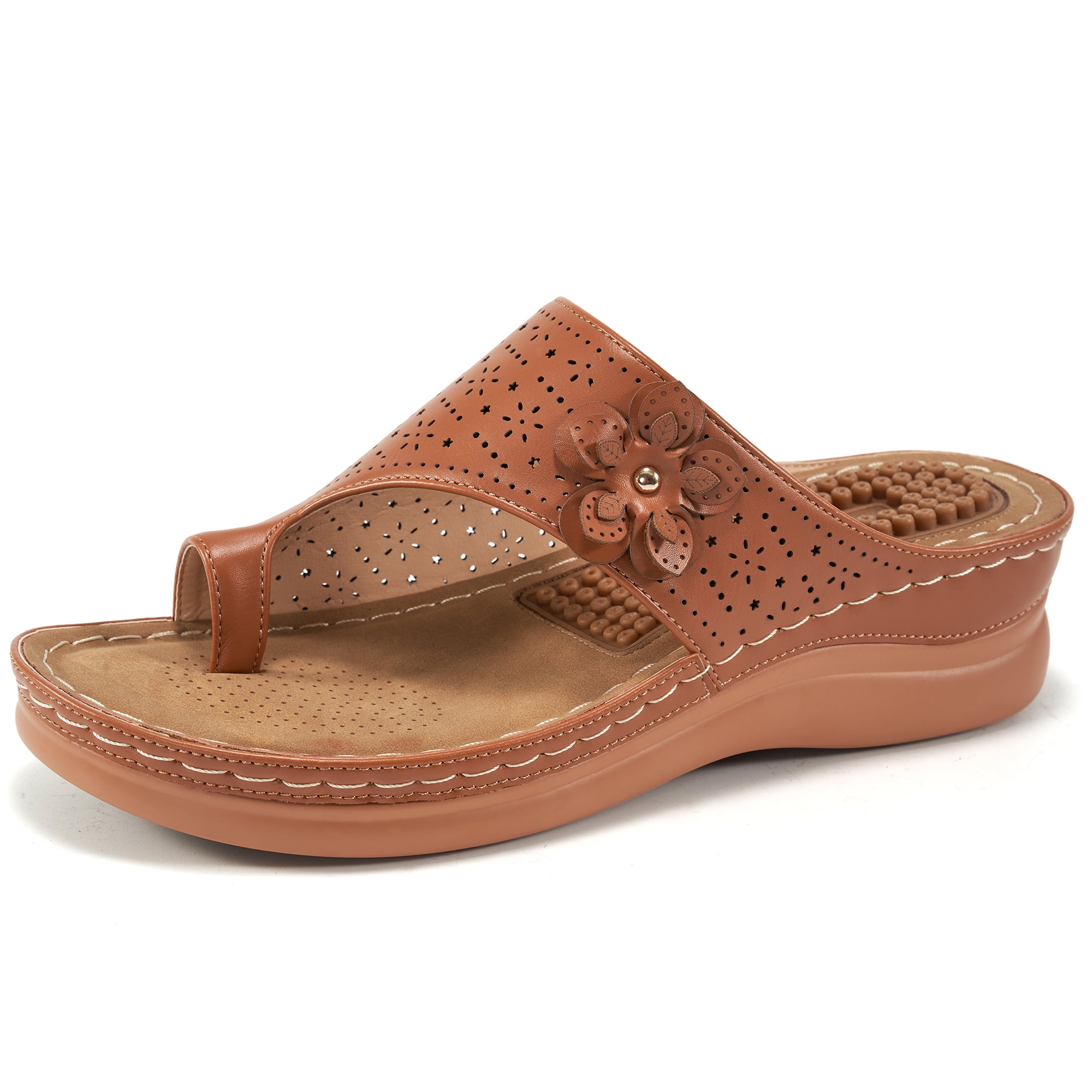 Women Flip Flop with Massage Arch Support Wedges Sandals