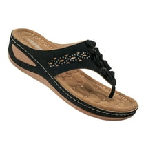 Atoshopce Women Summer Wedge Sandals Casual Beach Sandals Black Size 9.5