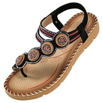 AnuYalue Womens Sandals Flats Shoes: Comfortable Bohemian Beaded Dressy ...
