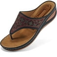 thumbnail image 1 of Atoshopce Womens Sandals Flip Flops for Women with Arch Support Cushion Summer Casual Rhinestone Massage Wedge Sandal, 1 of 8