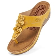 Atoshopce Womens Wedge Sandals Comfortable Cushion Footbed Flip Flops for Women Summer Casual Walking Platform Sandal