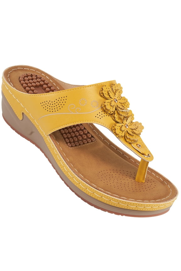 Womens Wedge Sandals Comfortable Cushion Footbed Flip Flops for Women Summer Casual Walking Platform Sandal