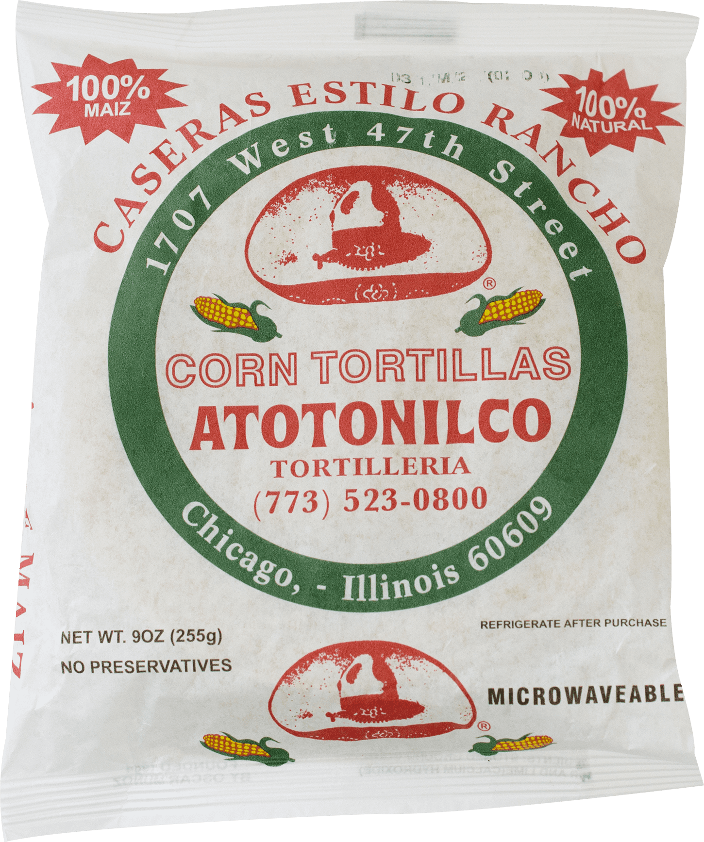 Atotonilco Tortilleria Corn Tortillas Rancho 1 Dozen