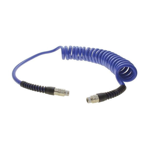 Coiled Air Hose, 3/8" ID x 12 ft., Hose Configuration: Coupled Assembly