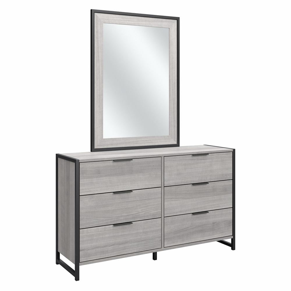 Atria 6 Drawer Dresser with Mirror in Platinum Gray - Engineered Wood ...