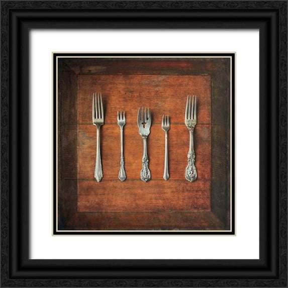 Atria, Cristin 26x26 Black Ornate Wood Framed with Double Matting Museum Art Print Titled - Meal Time I