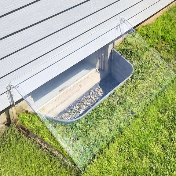 Atrium Basement Window Well Covers Outside Protection 48"L x 22"W x 12"H Made in USA - Easy Installation Clear Polycarbonate Egress Window Well Cover, UV Resistant with Rust-Free Aluminum Bracing