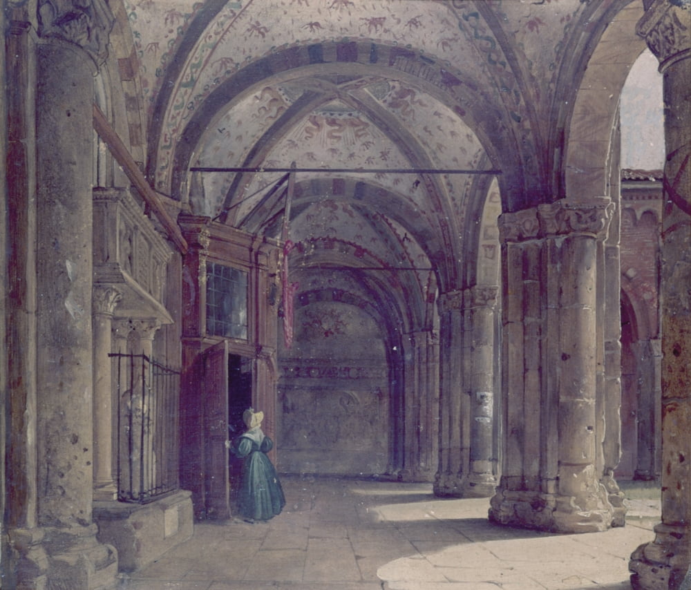 Atrium Of SantAmbrose Canvas Art - (24 x 18)