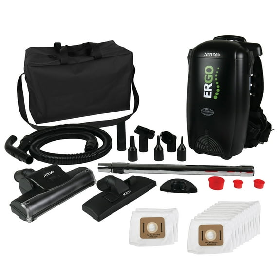 Atrix Commercial 8-Qt Ergo Backpack Vacuum & Blower w/Multisurface Accessory Bundle