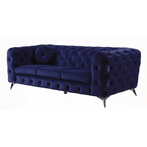 Modern Velvet Sofa with Pocket Coil Seat and Wooden Frame, 2208075cm