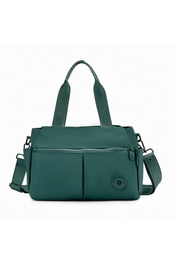 Tote Bag for Women Water-Resistant Nylon Work Bag, Lightweight Large Capacity Crossbody Shoulder Bag with Zipper Closure for Office, Travel, Shopping - Dark green