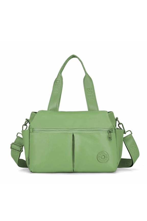 Tote Bag for Women Water-Resistant Nylon Work Bag, Lightweight Large Capacity Crossbody Shoulder Bag with Zipper Closure for Office, Travel, Shopping - Grass green