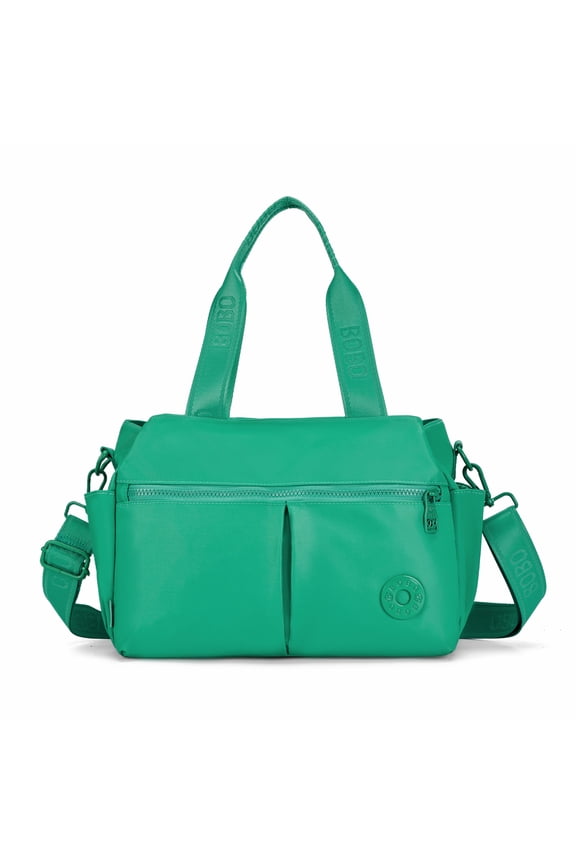 Tote Bag for Women Water-Resistant Nylon Work Bag, Lightweight Large Capacity Crossbody Shoulder Bag with Zipper Closure for Office, Travel, Shopping - Lake Green
