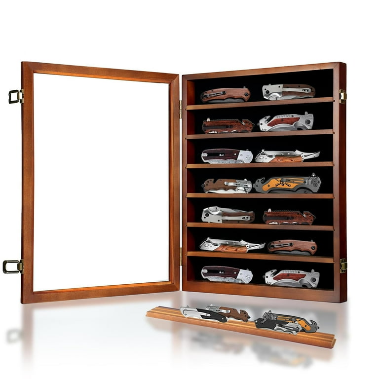 Atsknsk Knife Display Case for Pocket Knife Storage, Wooden Pocket Knife  Display Case with HD, Locking Display Cabinet with 7 Removable Shelves,  Wall-Mounted Knife Cases for Collections - Walmart.com, image size:768x768