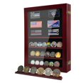 thumbnail image 1 of Atsknsk Military Challenge Coin Display Case Holder, Lockable Wooden Army Coins Display Box Cabinet with HD Tempered Glass, Coin Stand Rack with Removable Shelves and Wall Mounted, Red, 1 of 6