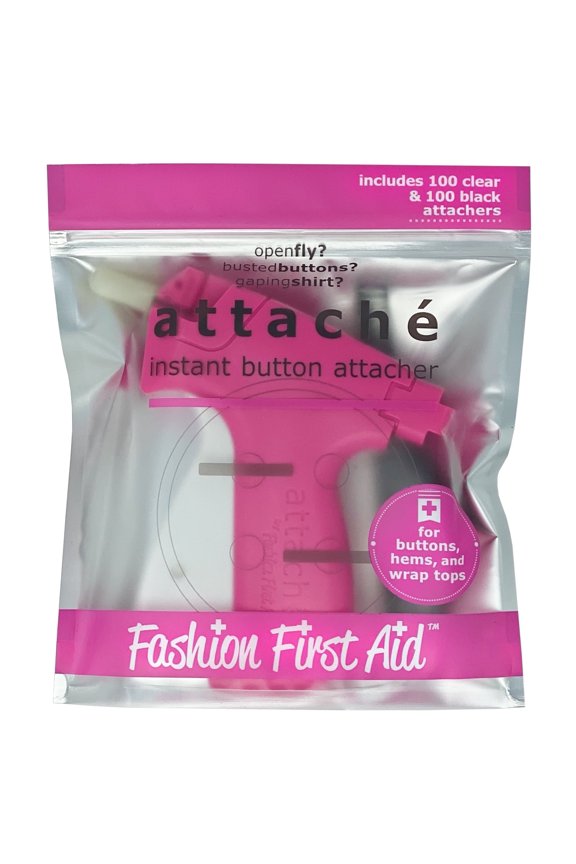 Attach 2.0: Instant Button Attacher, with 200 Clear & Black Fasteners, no sew Mini Sewing Machine for Quick Clothing Fixes Costumes Crafts