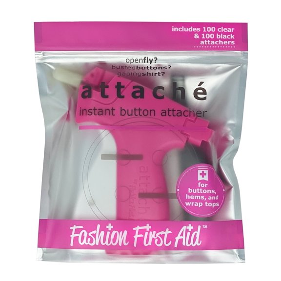 Attach 2.0: Instant Button Attacher, with 200 Clear & Black Fasteners, no sew Mini Sewing Machine for Quick Clothing Fixes Costumes Crafts