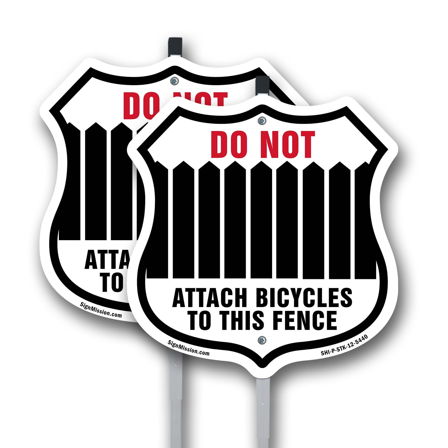Do Not Attach Bicycles To This Fence (2 Pack) 12 inch X 12 inch Shield ...