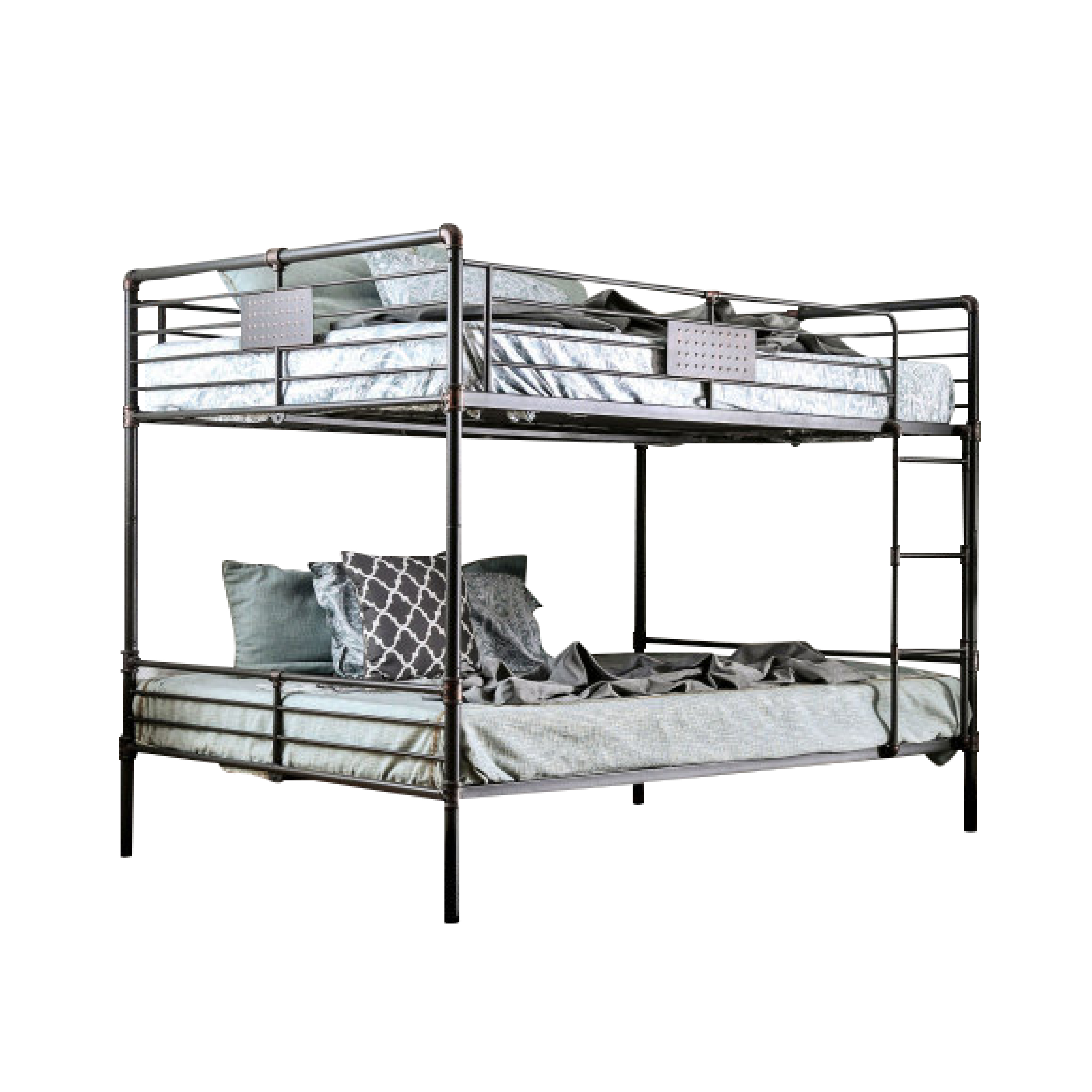 Attached Ladder bunk beds Antique Black loft bed Metal kids bed