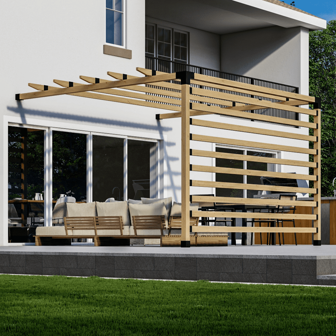 Attached Pergola Kit for 4x4 Wood Posts (Any Size Up to 12' x 12