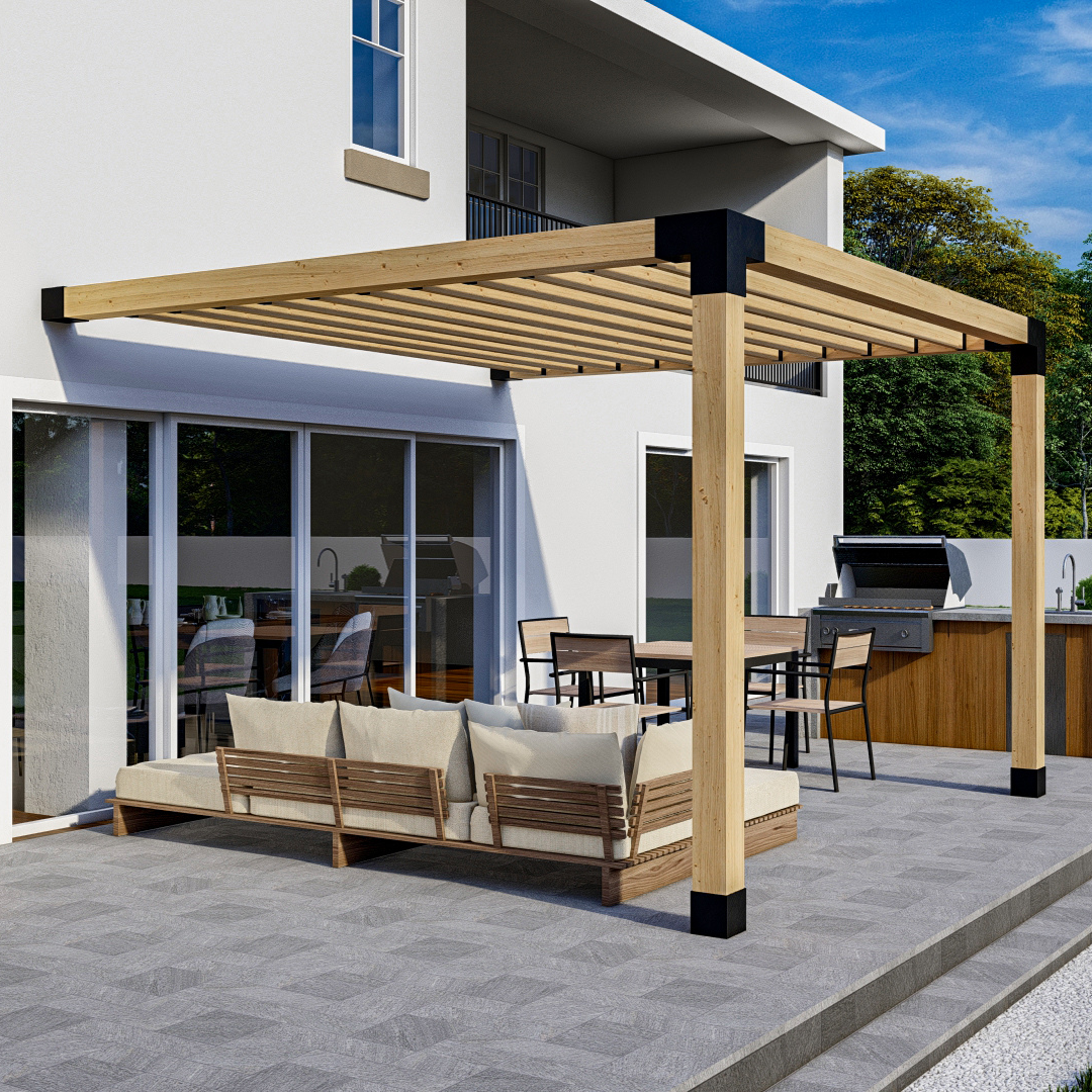 Attached Pergola Kit for 6x6 Wood Posts (Any Size Up to 12' x 12