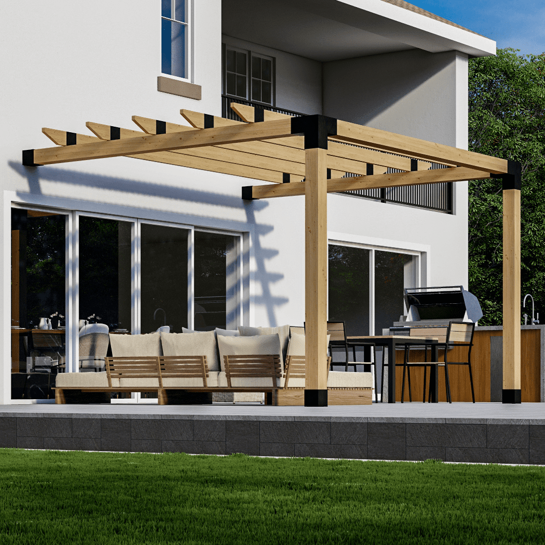 Attached Pergola Kit for 6x6 Wood Posts (Any Size Up to 12' x 12