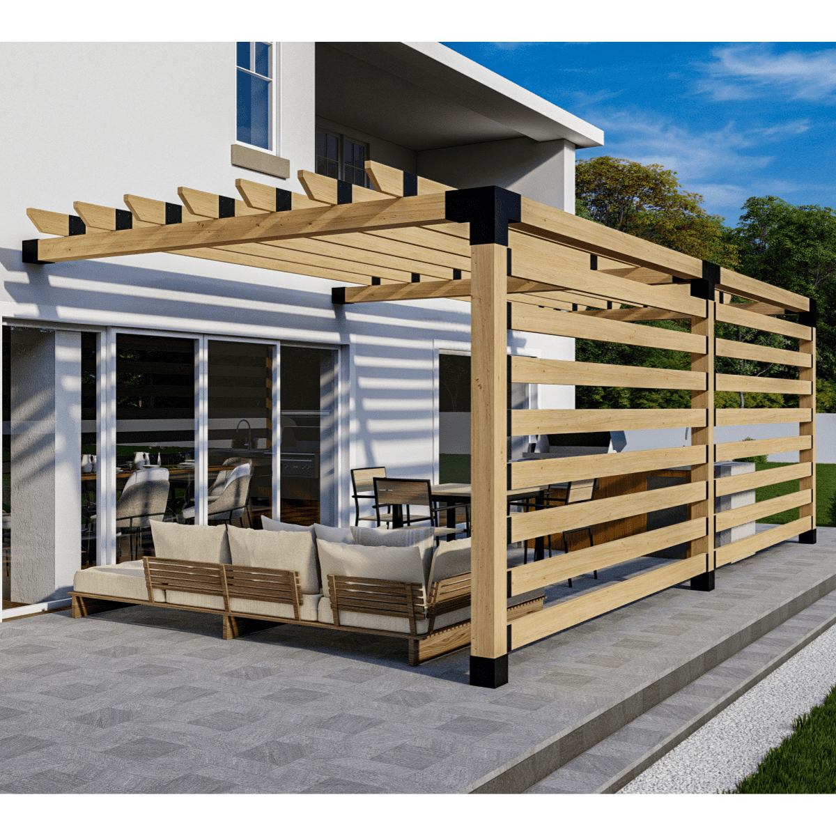 Attached Pergola Kit for 6x6 Wood Posts (Any Size Up to 24' x 12