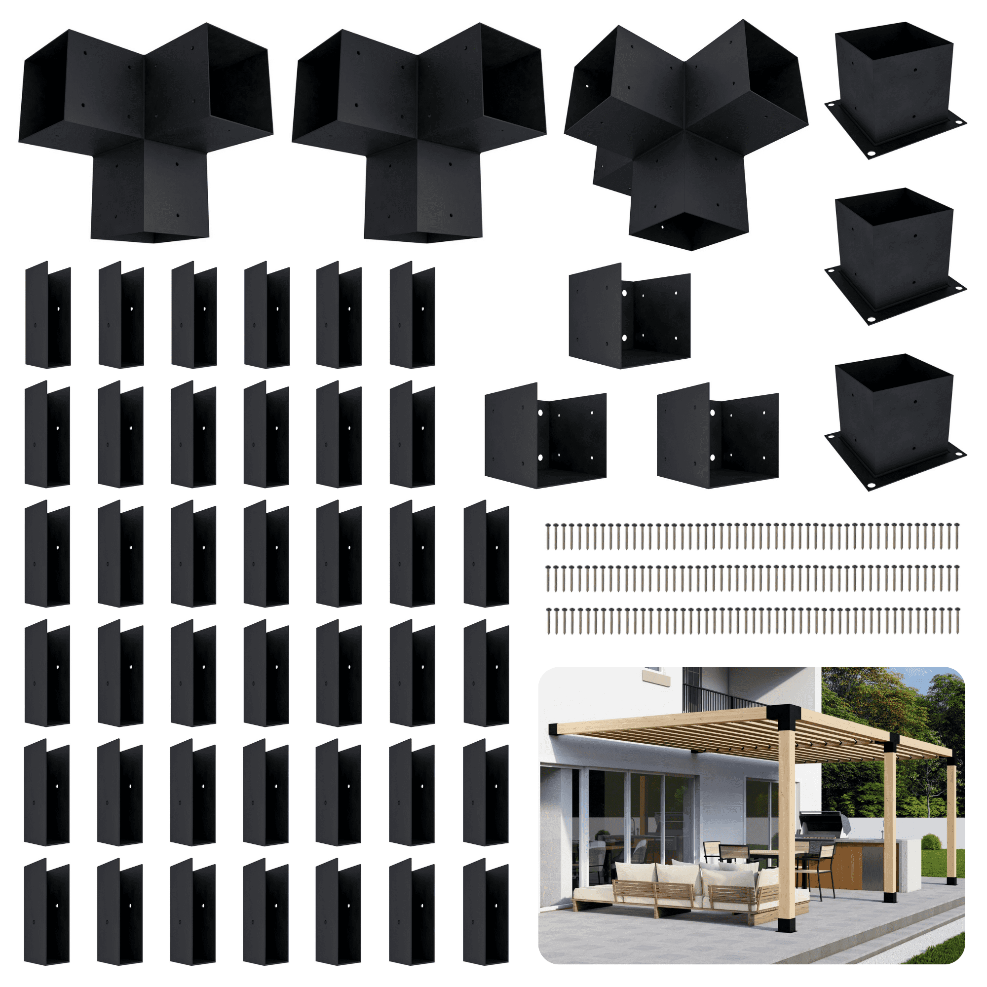Attached Pergola Kit for Up to 24x10 DIY Pergola with Roof - Build Your ...