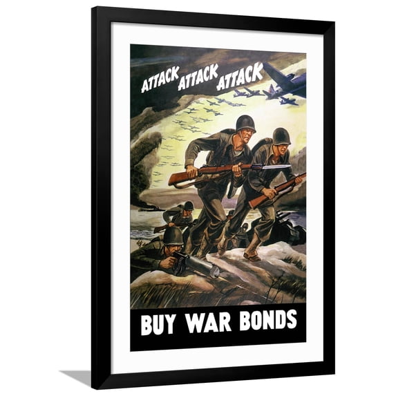 Art.com Attack Attack Attack Art Print, Black Frame Wall Art, 32" x 44"