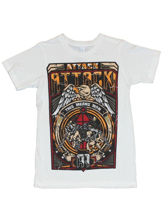 Mens T-Shirt - Eagle and Chains Crest This Means War! on Whit (Small)