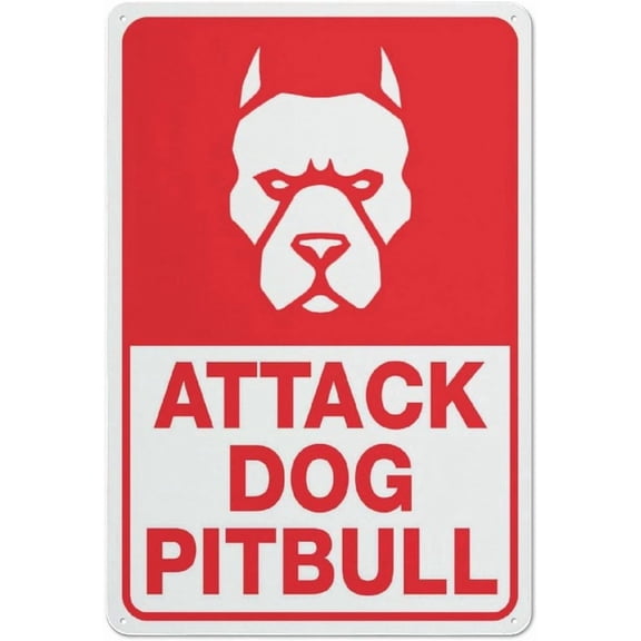 Attack Dog Pitbull Sign 8"x12"ch Tin Sign Great For Garden And Yard Wall Decor