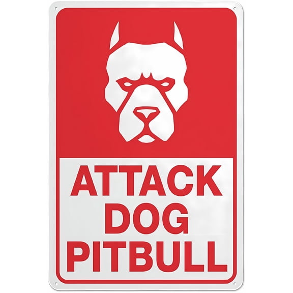 Attack Dog Pitbull Yard Sign - 8"x12" Tin Sign, Garden Yard Wall Decor, Home Security Warning Sign