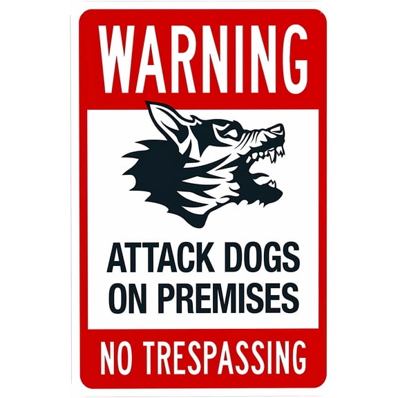 Attack Dogs On Premises Sign - 8"x12" Security Metal Sign, Business Office Yard Street Home Caution Personal Custom Decor