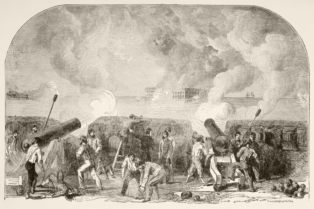 The Attack On Fort Sumter April 12 And 13 1861 First Battle Of American Civil War From A 19Th Century Illustration Canvas Art - Ken Welsh Design Pics (36 x 22)