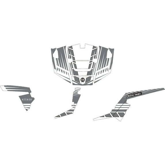 Attack Graphics Brute Complete UTV Graphics Kit White/Dark Grey for Polaris RZR 4 900 2016