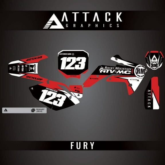 Attack Graphics Custom Fury Complete Bike Graphics Kit for Honda CRF150R Expert 2025
