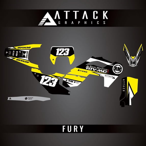 Attack Graphics Custom Fury Complete Bike Graphics Kit for Husqvarna FE 350 S 2025