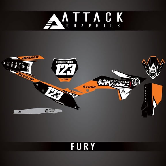 Attack Graphics Custom Fury Complete Bike Graphics Kit for KTM 450 SX-F Factory Edition 2024