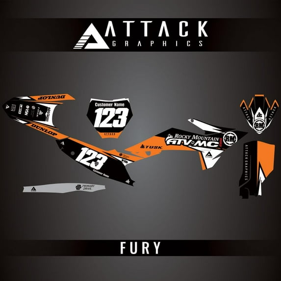 Attack Graphics Custom Fury Complete Bike Graphics Kit for KTM 450 XC-F 2025