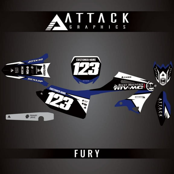 Attack Graphics Custom Fury Complete Bike Graphics Kit for Yamaha YZ250 Monster Energy Yamaha Racing Edition 2025