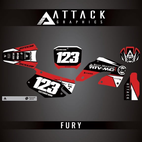 Attack Graphics Custom Fury Complete Bike Graphics Kit for Honda CR250R 2000